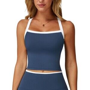 Womens Scoop Neck Longline Built in Bra Sports Bra Size Small